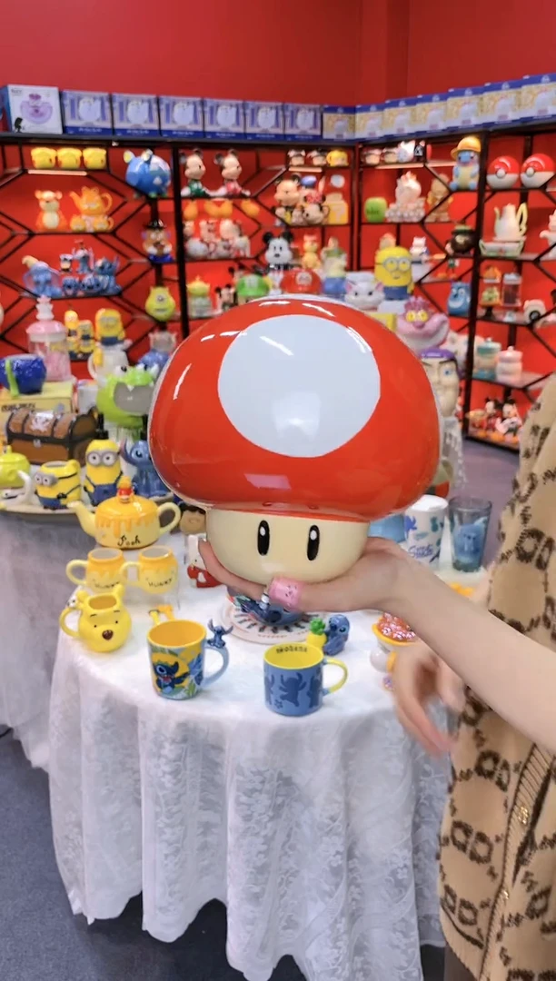 【闪购商品】.@@陶瓷蘑菇头饼干罐