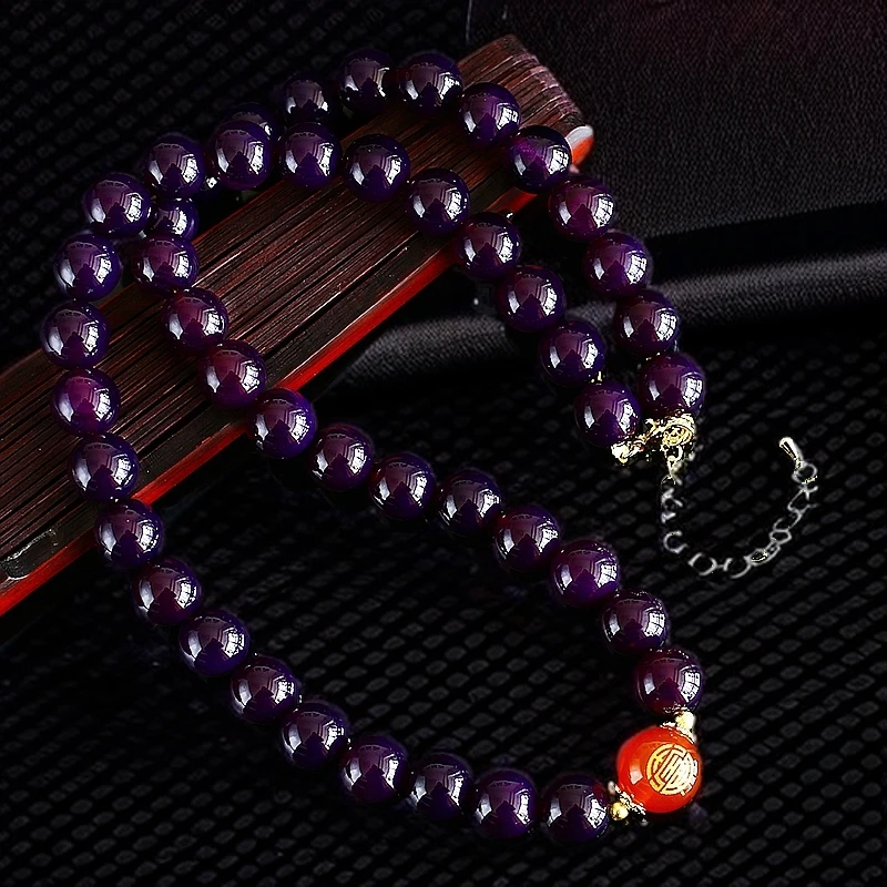 母亲节（活动严选）天然紫色玛瑙妈妈链国潮玉石珠串俱来WS74054