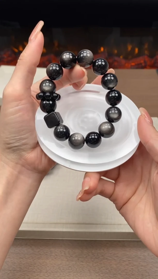 未镶嵌黑曜岩手链  发1件