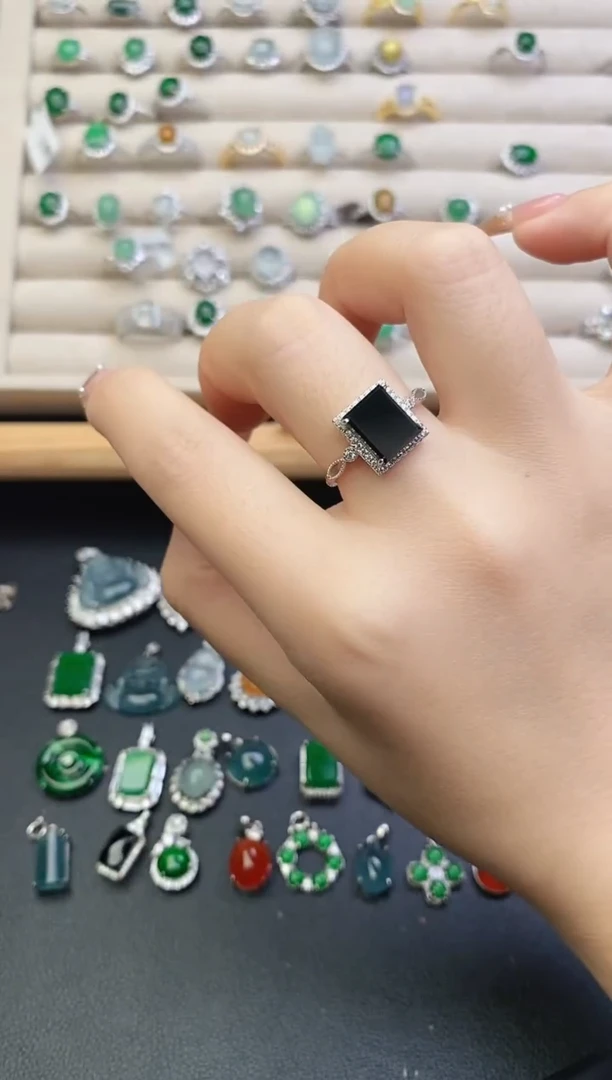 银S925镶嵌戒指翡翠0