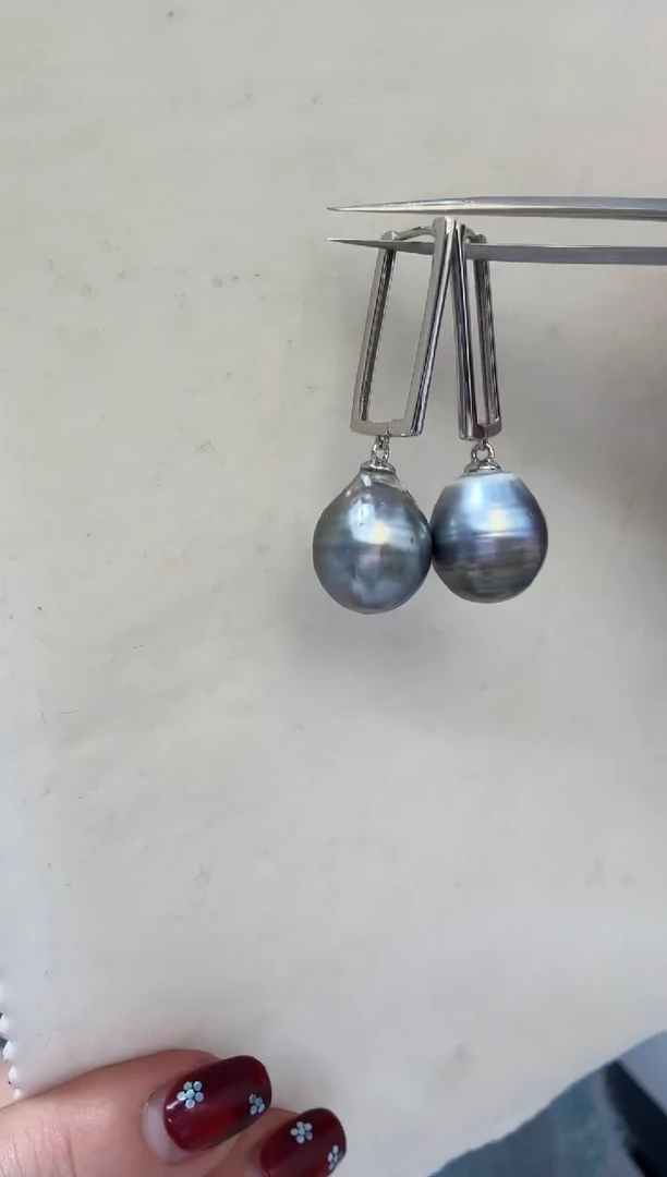 未镶嵌耳饰海水珍珠大溪地12.8mm+S925银耳环