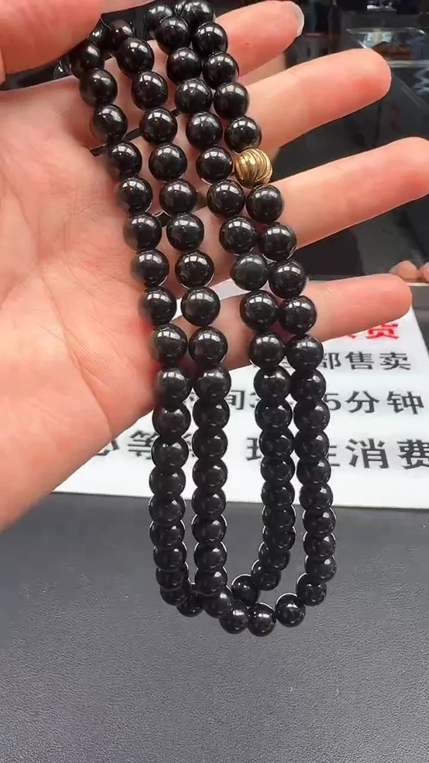 【闪购商品】翡翠颈饰未镶嵌墨翠珠链6293/19