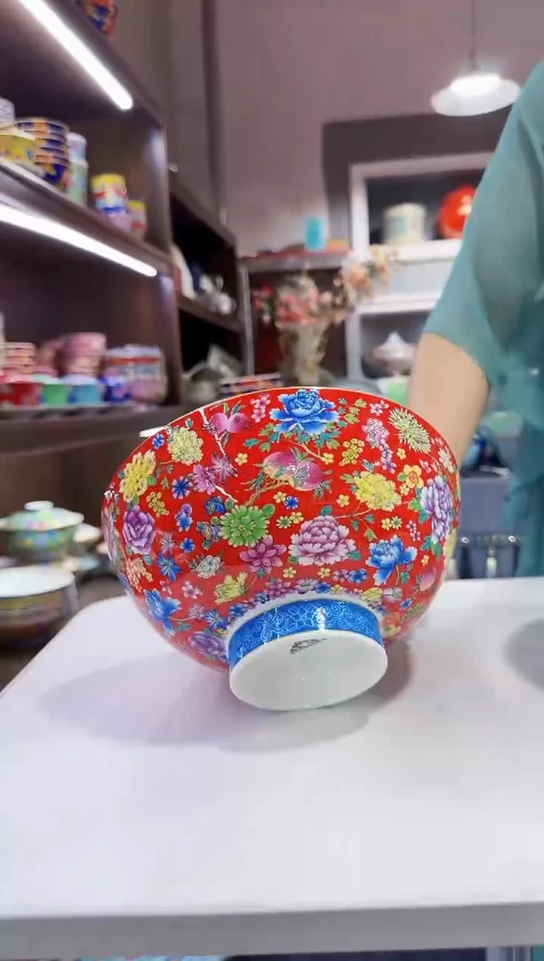 珐琅8英寸汤碗1个景德镇陶瓷