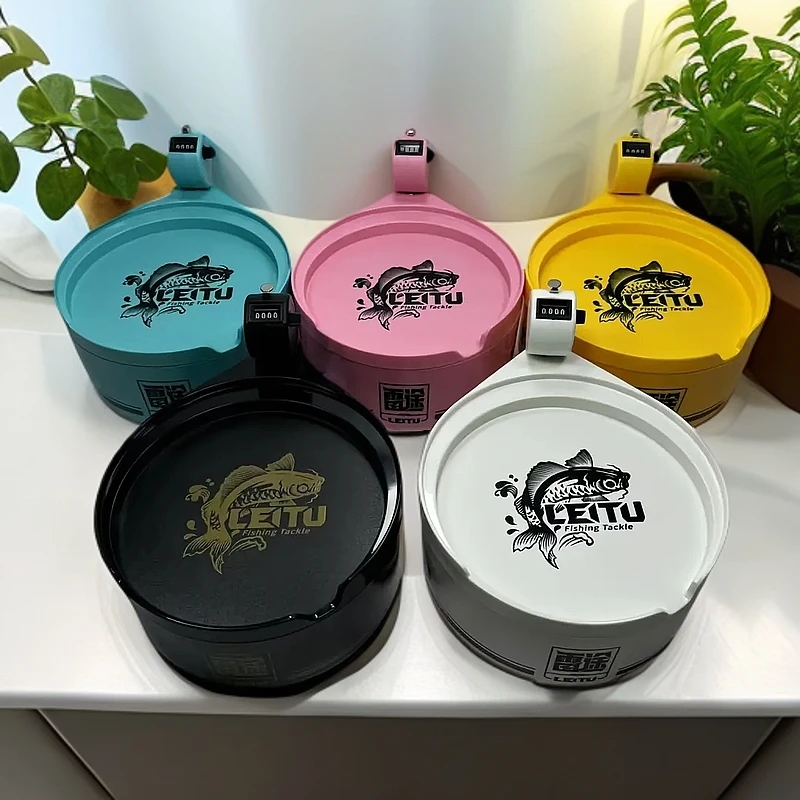 新款加深拉饵盘散炮盒可安装计数器浮水竞技一线磁盘饵料盒计数器