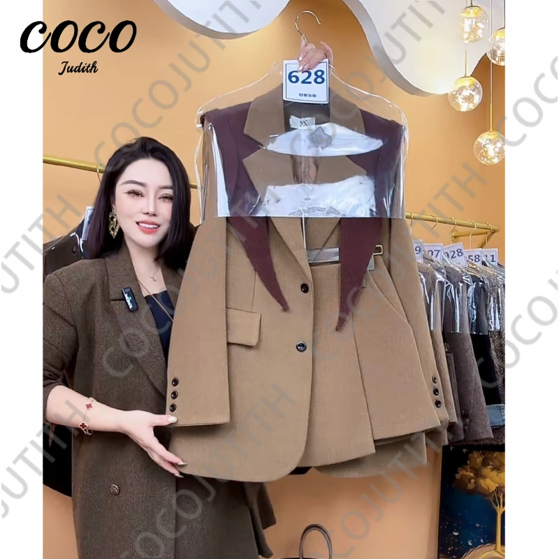 加棉保暖2026秋冬新款女士西装休闲风时尚套装短裙设计师套装C628