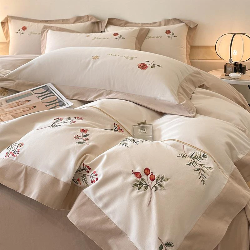 高级感A类200支加厚纯棉磨毛四件套全棉床单秋冬被套新款床上用品