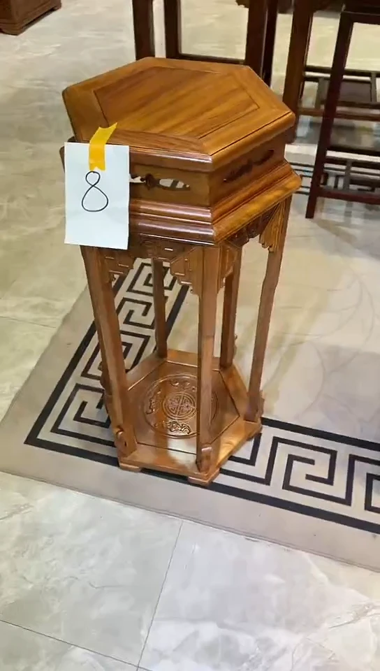 【闪购商品】花梨木类成套家具原木色大六角花架38*86