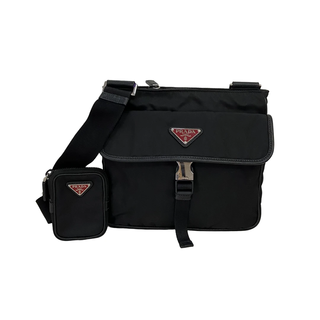 99新 Prada/普拉达 普拉达芯片款黑色尼龙二合一斜挎包/21
