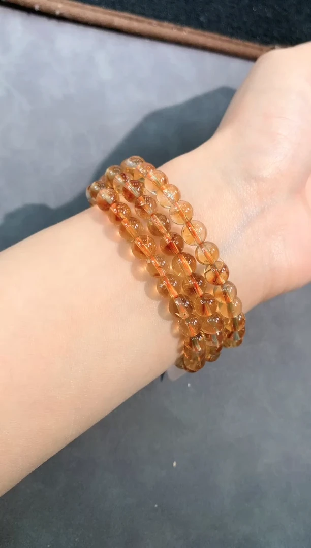 【闪购商品】黄晶手链未镶嵌96号暴力黄水晶三圈6mm