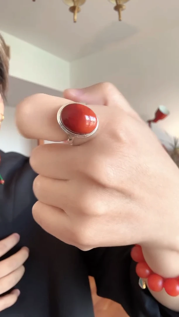 未镶嵌南红玛瑙戒指南红鸽子蛋戒指
