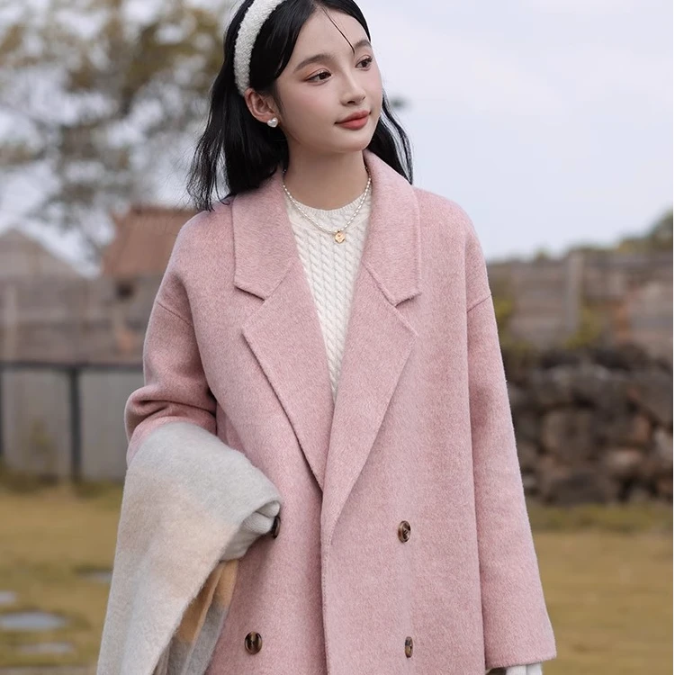 鹿向南「草莓巧克力」气质单面呢外套大衣外套高级感LXN277138