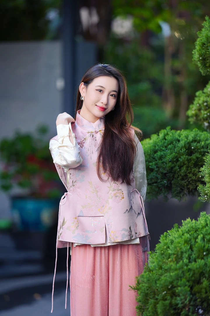 蓝大【相思绪】新中式桑蚕丝马甲6733