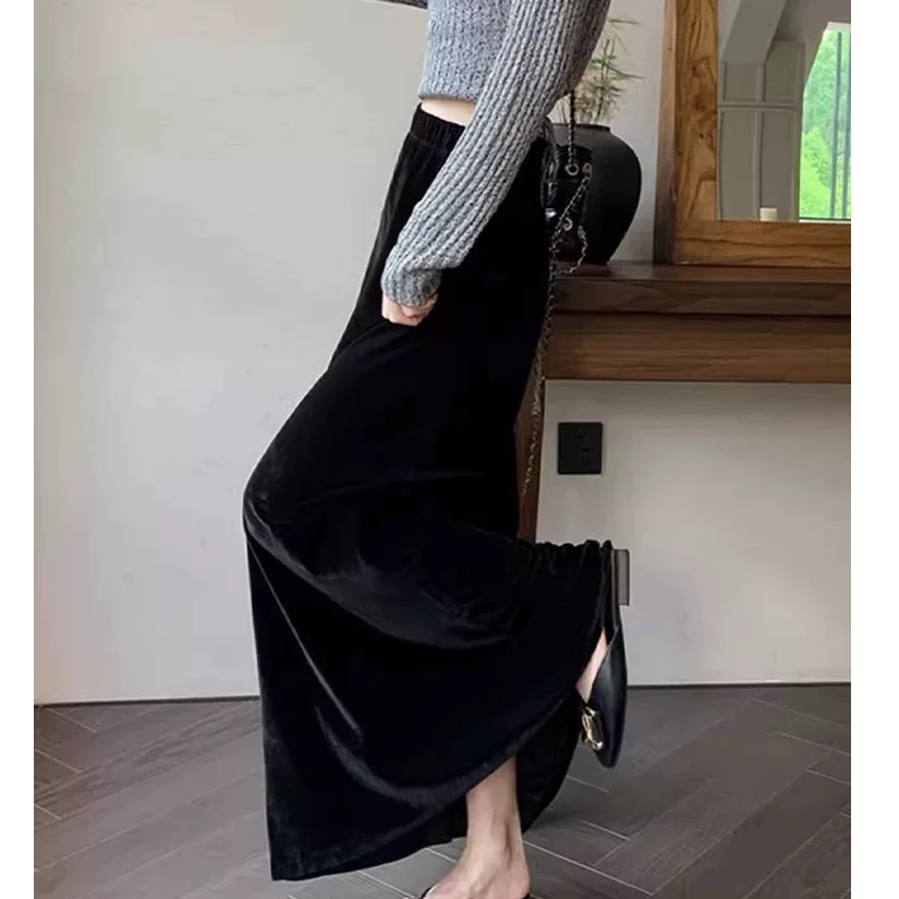 【工厂直发】早春丝绒鱼尾裙高级感新款减龄显瘦慵懒风中长款半身裙