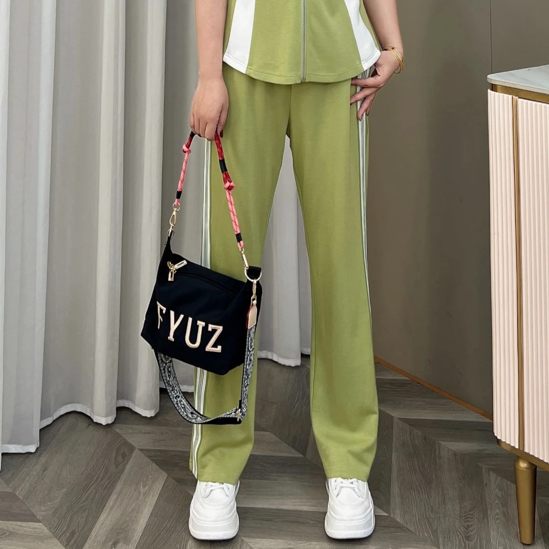 【现货仅裤子】PMM81089夏季百搭休闲运动套装大码女装