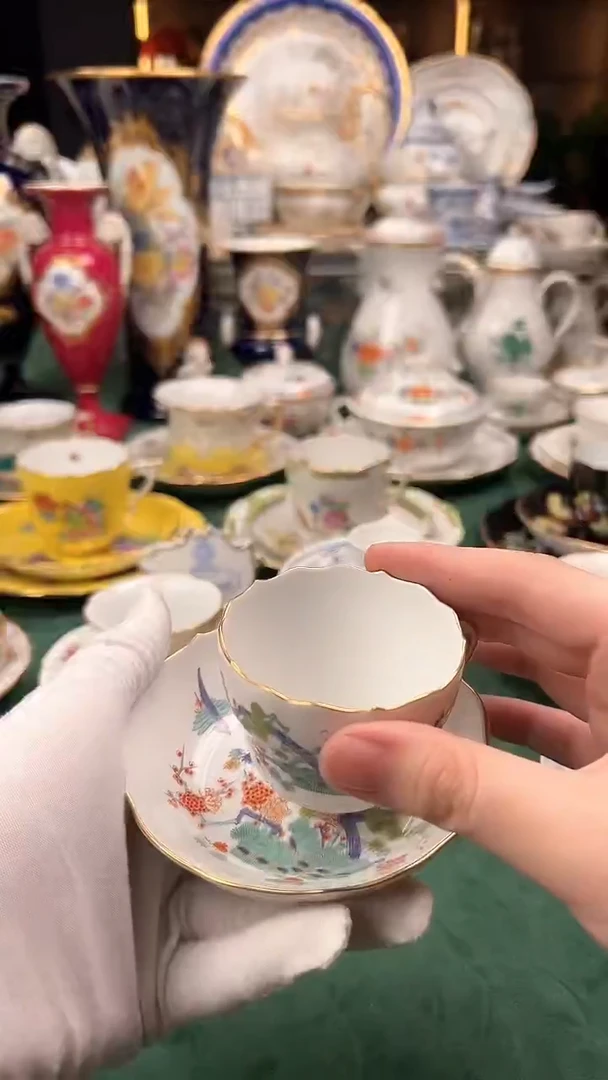 瓷片梅森喜上枝头摩卡杯碟