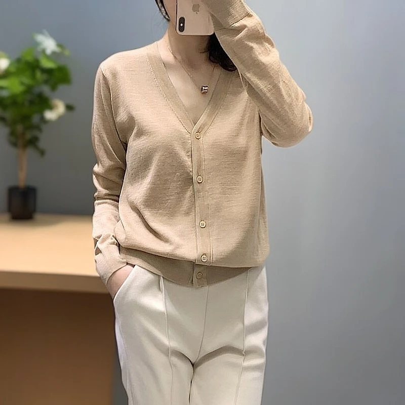 小香风镶金边超细精纺薄款开衫女针织外套夏季新品薄款空调衫外搭