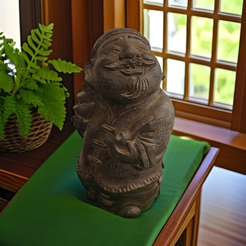 青石仿古帐房先生酒店民宿茶楼石雕装饰摆件古代店掌柜加工定制