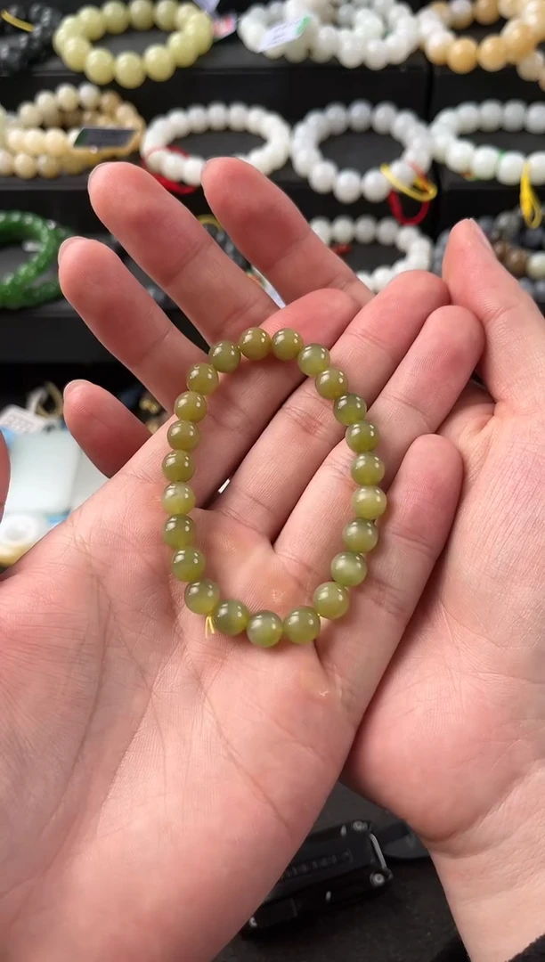 【闪购商品】和田玉手串未镶嵌黑羊洞猫眼碧玉手串卡8mm微色差