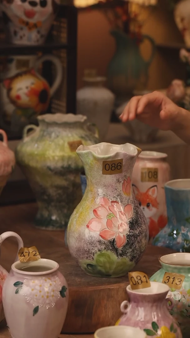 陶瓷086景德镇设计师手作花器摆件侘寂风