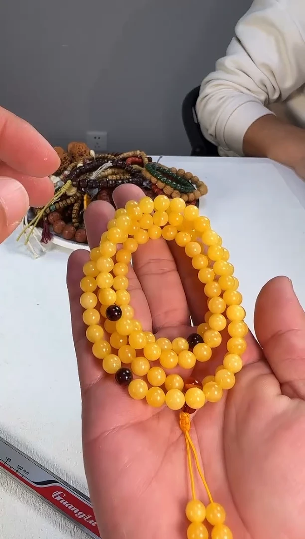手链琥珀未镶嵌7.1尺寸鸡油黄108