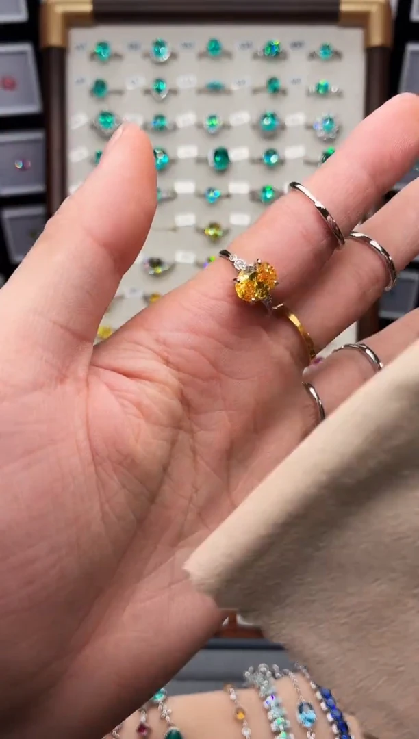 戒指彩色蓝宝石银S925镶嵌188