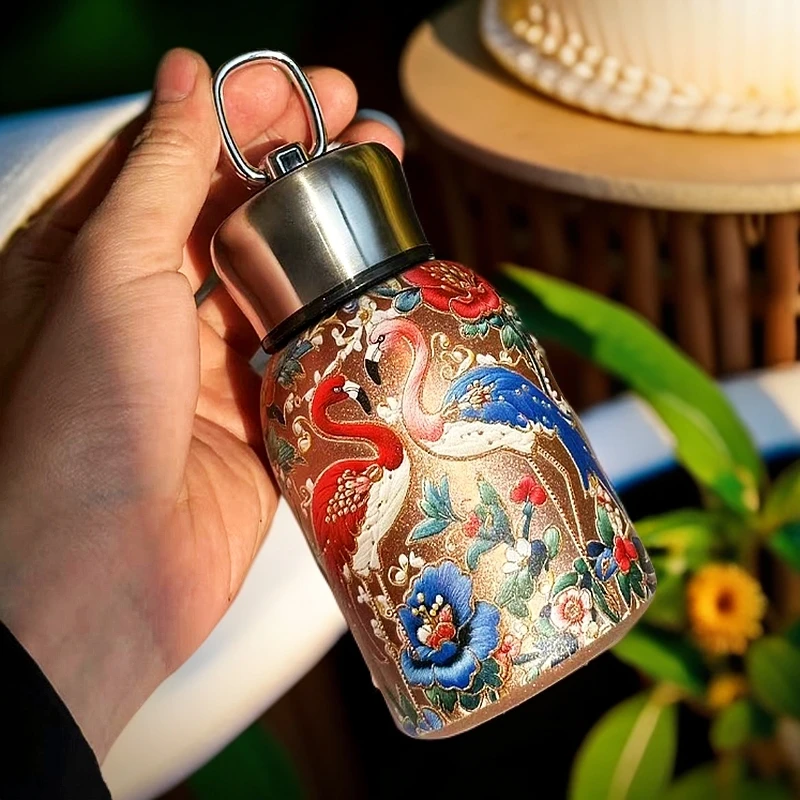 316不锈钢小胖丁保温杯户外带提环便携口袋杯双层真空随手杯