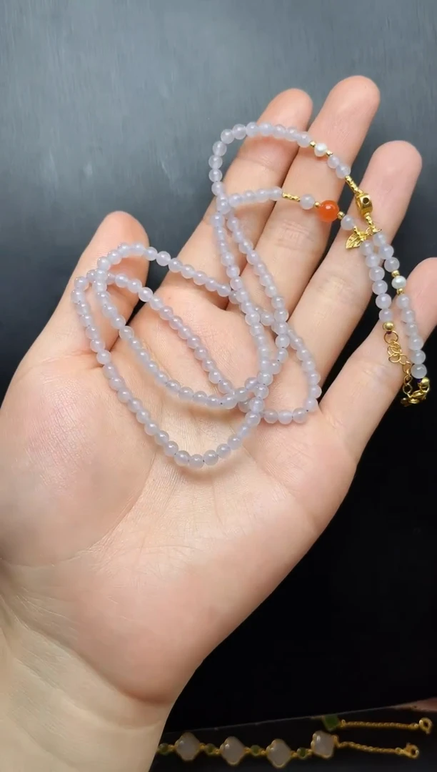 和田玉未镶嵌颈饰06烟紫项链