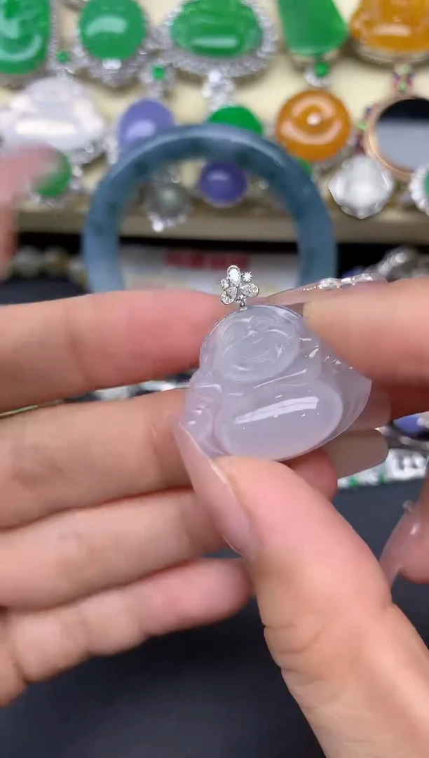 颈饰18K金镶嵌翡翠134-雪姐翡翠天天见