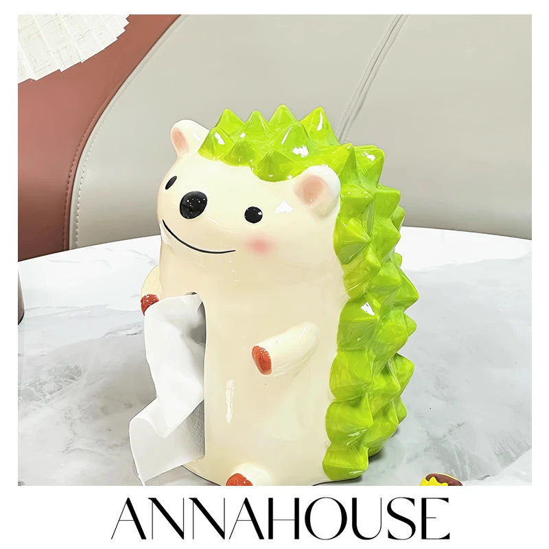 ANNAHOUSE创意小刺猬纸巾盒家用可爱陶瓷抽纸盒桌面装饰摆件YF