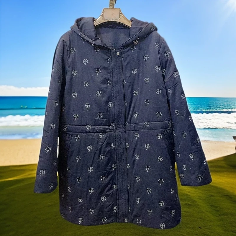 （衣长83）新款时尚深蓝色棉服0023