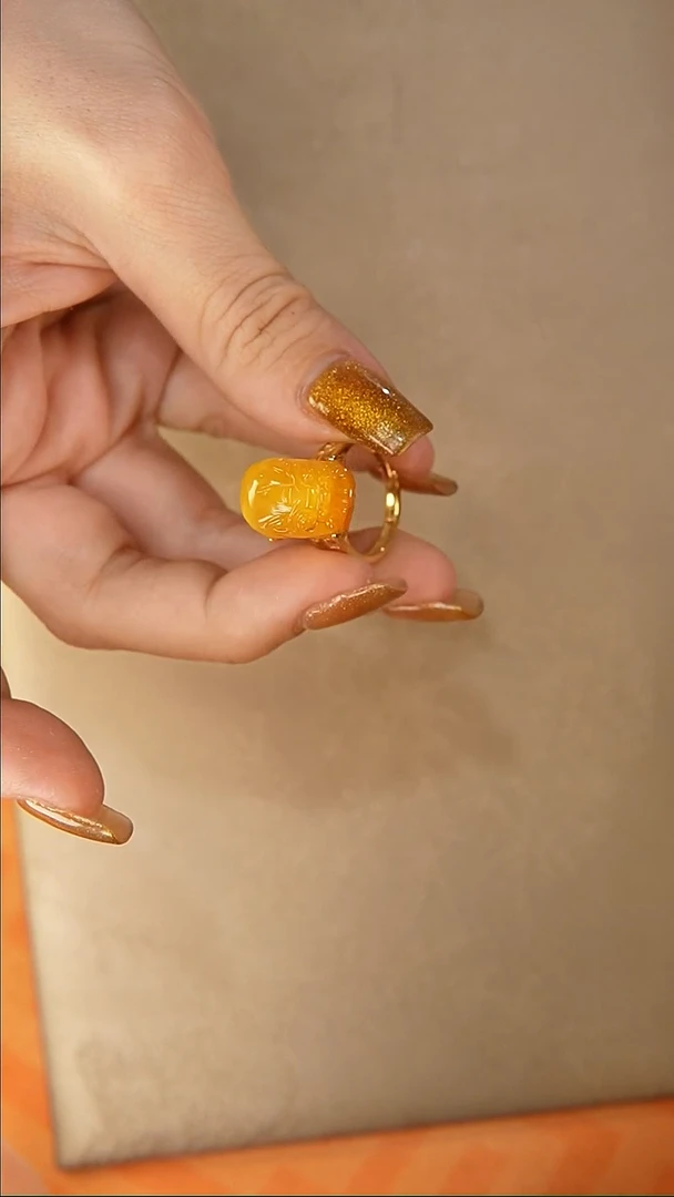 【闪购商品】琥珀戒指银S925镶嵌戒指
