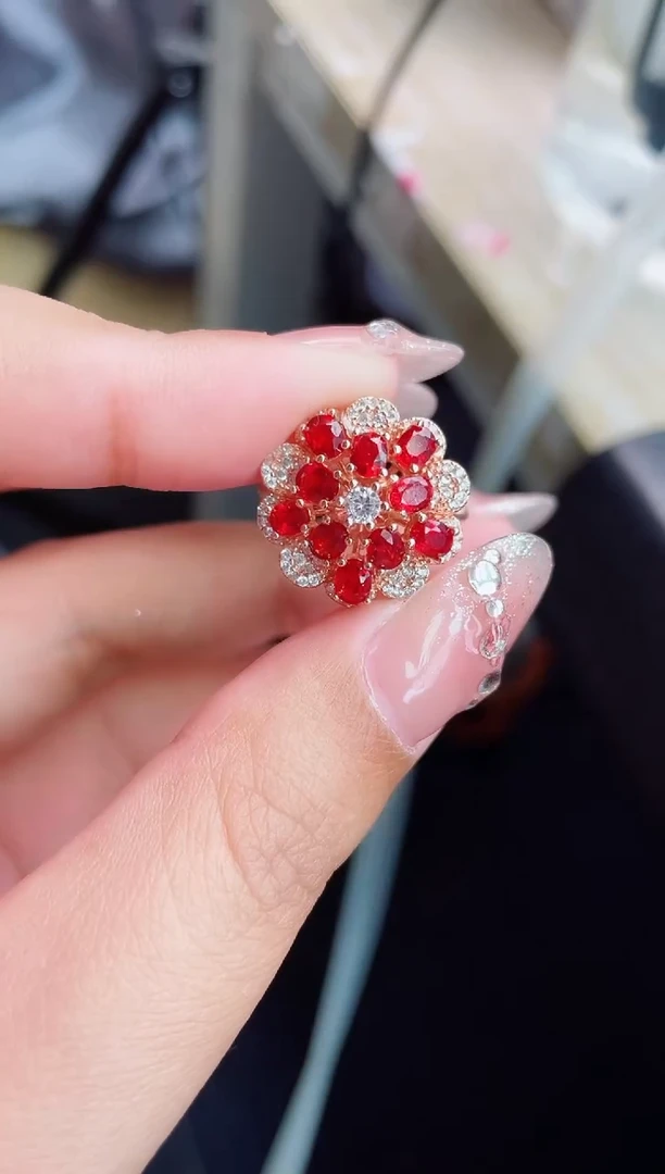 【闪购商品】彩色蓝宝石戒指银S925镶嵌戒指