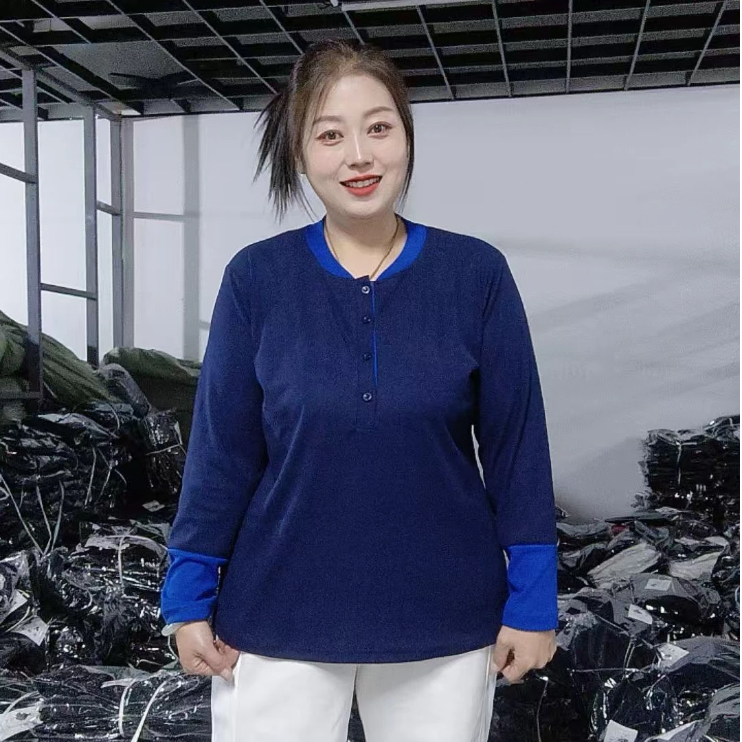 秋季新款大码特体240斤可穿时尚百搭宽松显瘦拼接打底T桖7156