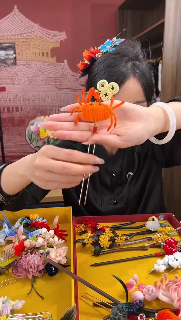 【闪购商品】刺绣非遗绒花（发饰）