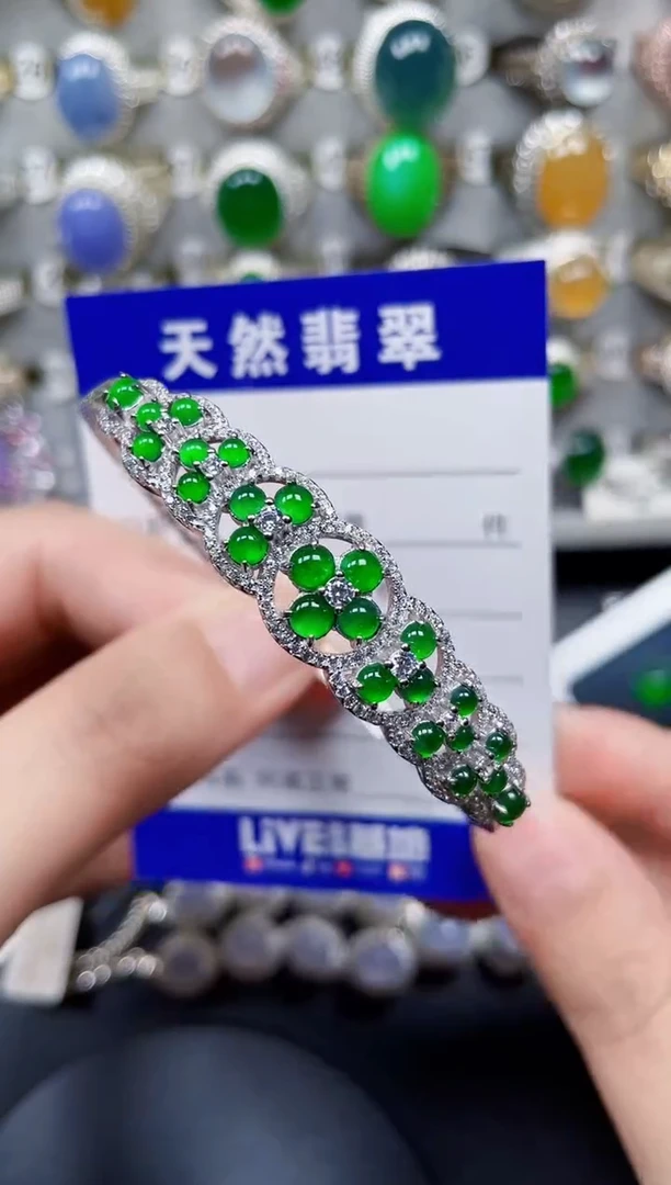 银S925镶嵌手镯翡翠68