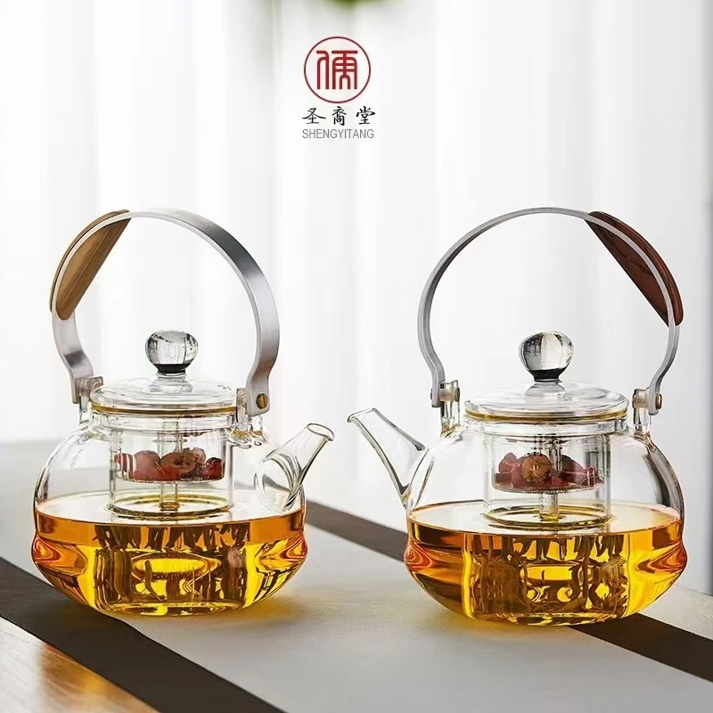 手工大容量蒸煮一体耐热玻璃星空提梁煮茶壶家用煮水加厚保温泡茶
