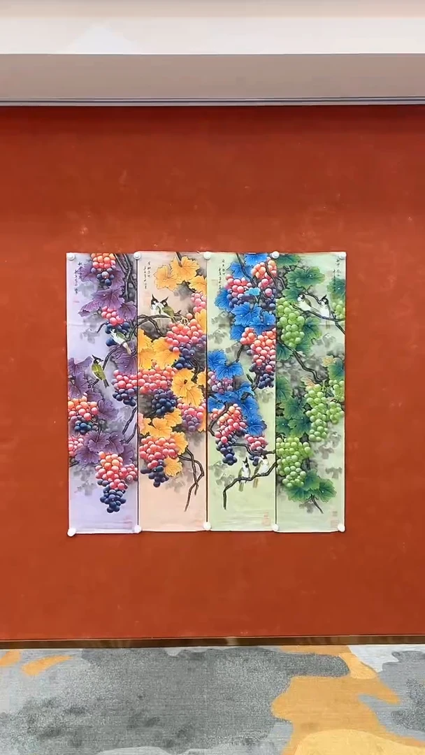 【闪购商品】国画3.9-黄春香-四条屏-手绘077