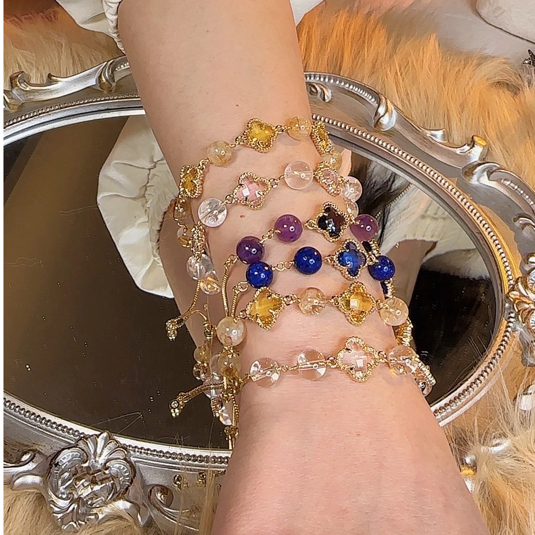 四叶草手链手串水晶珍珠