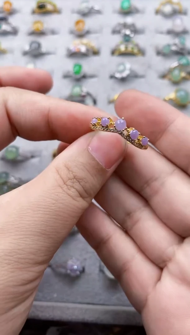 翡翠银S925镶嵌戒指10-10-10--4