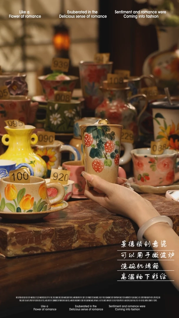 陶瓷景德镇高温手绘釉下彩设计师款式