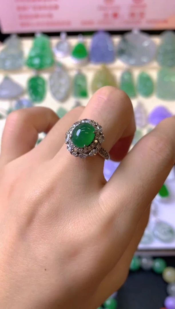 银S925镶嵌戒指翡翠织*戒指