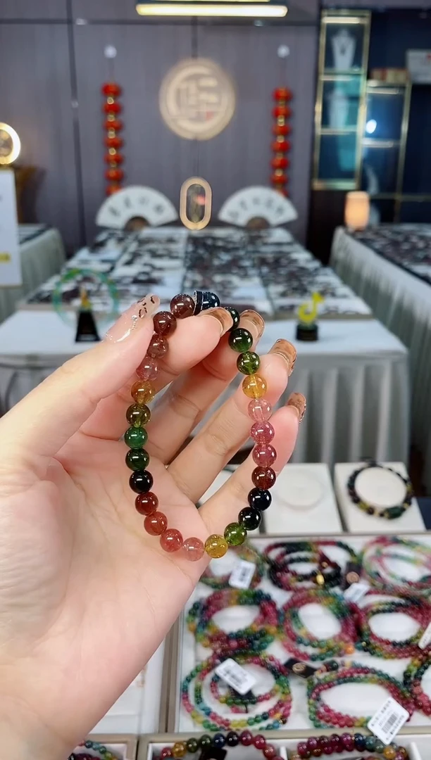 未镶嵌老矿碧玺彩虹单圈手串7mm+碧玺dan多样性发一条
