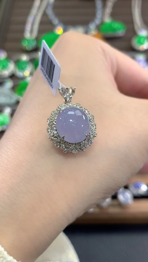 吊坠(不含链)18K金镶嵌翡翠c45紫货有色差