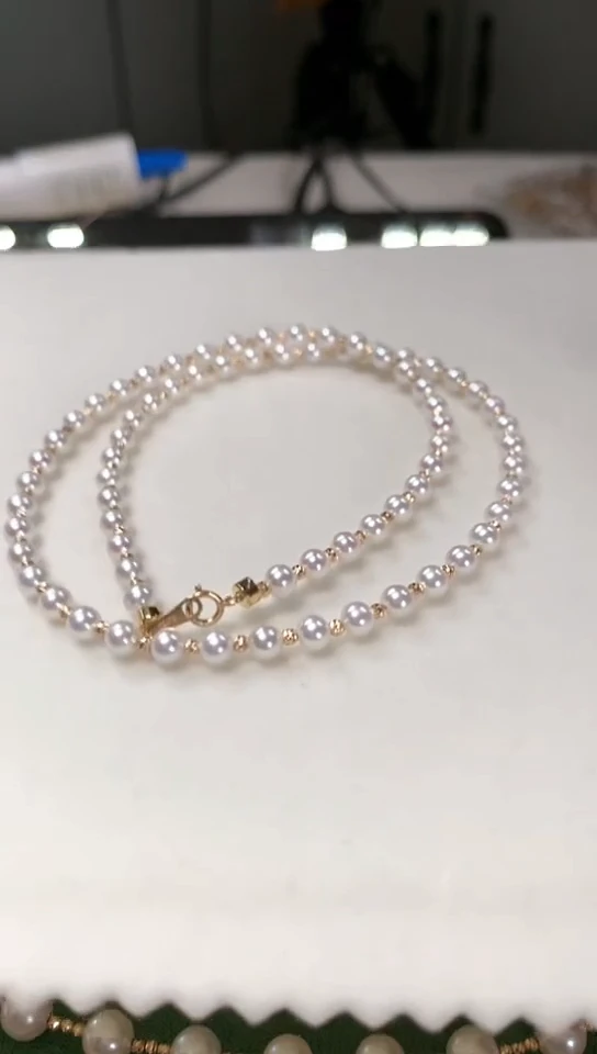 【闪购商品】淡水珍珠项链18K金镶嵌4-5满天星