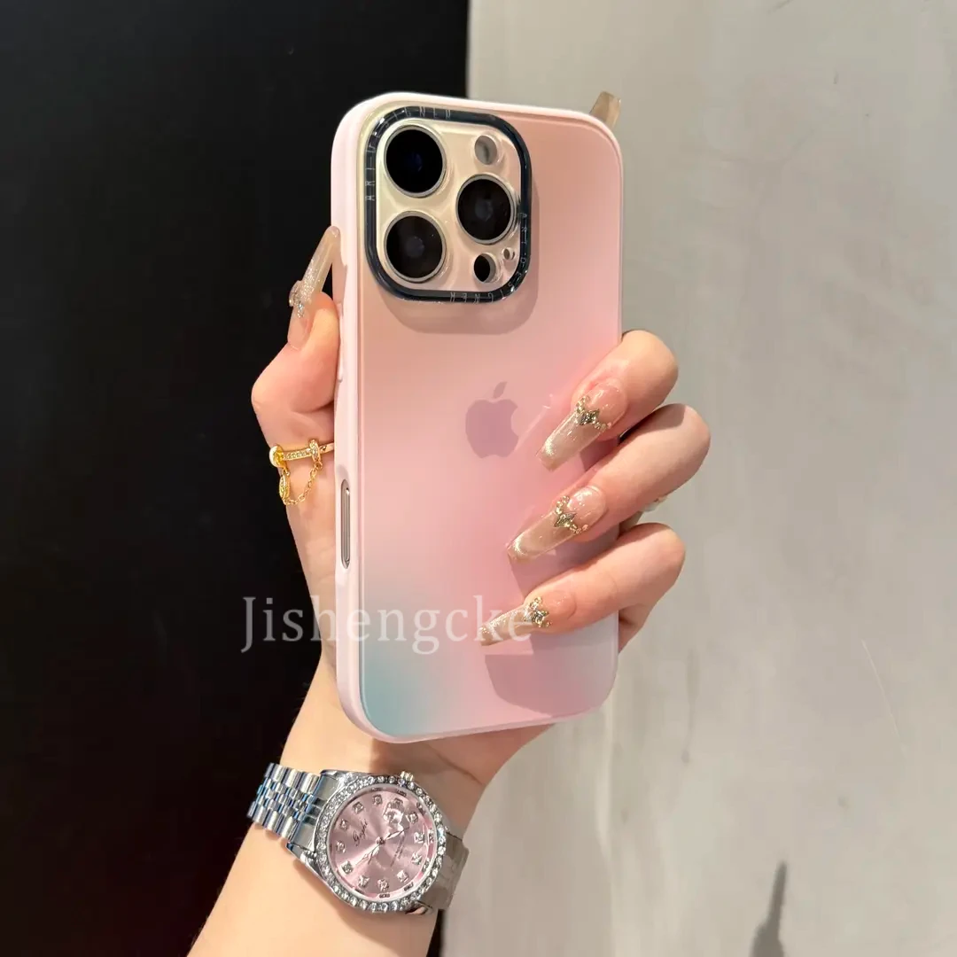 晕染渐变适用苹果15Promax手机壳简约iPhone14防摔13新款12磨砂16