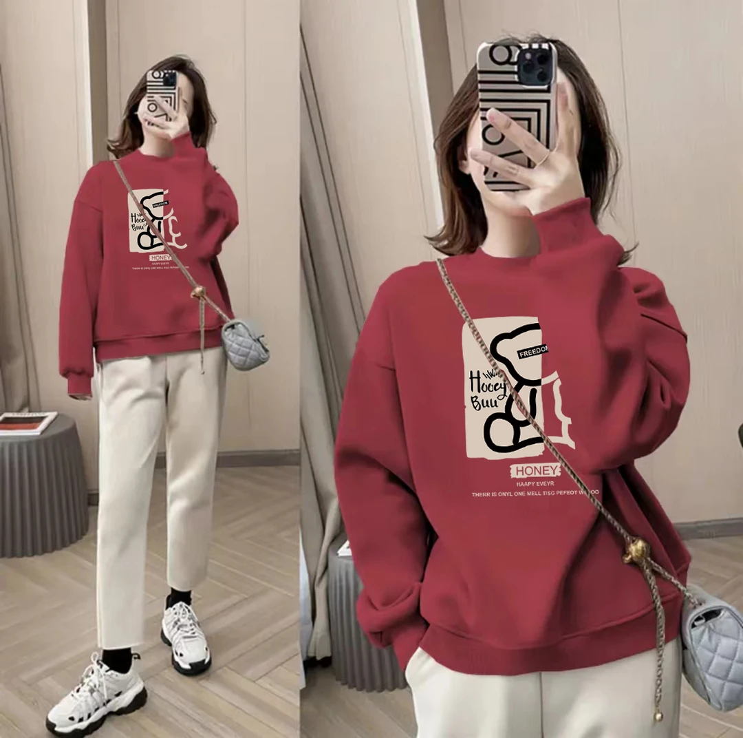 男女情侣款青春设计感情侣INS圆领卫衣-阳光小熊