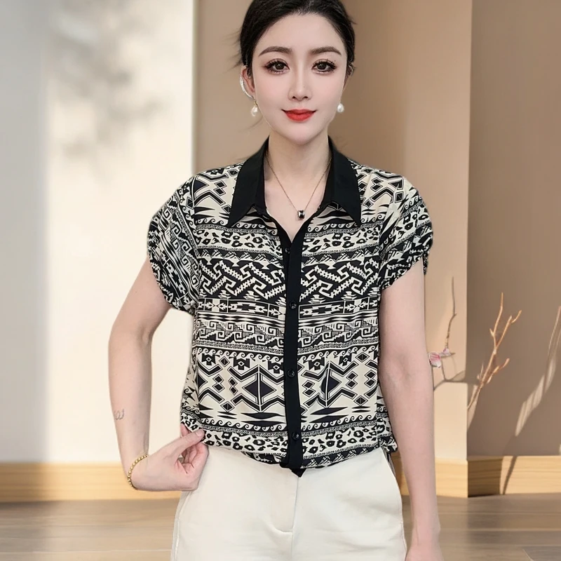 【众帆女装2】常规款褶皱时尚POLO领女装开衫衬衣夏季百搭