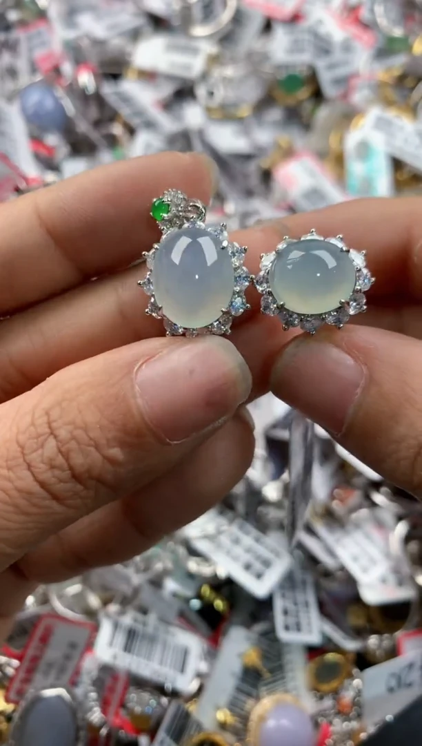 银S925镶嵌戒指翡翠444    10