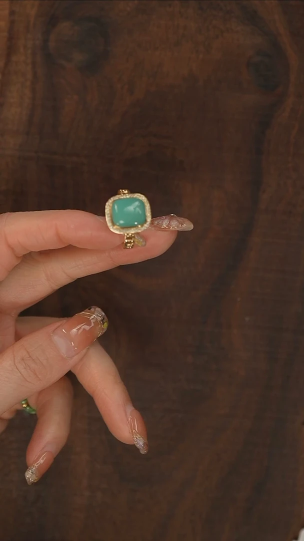 【闪购商品】绿松石戒指18K金镶嵌S2301-定制13戒围