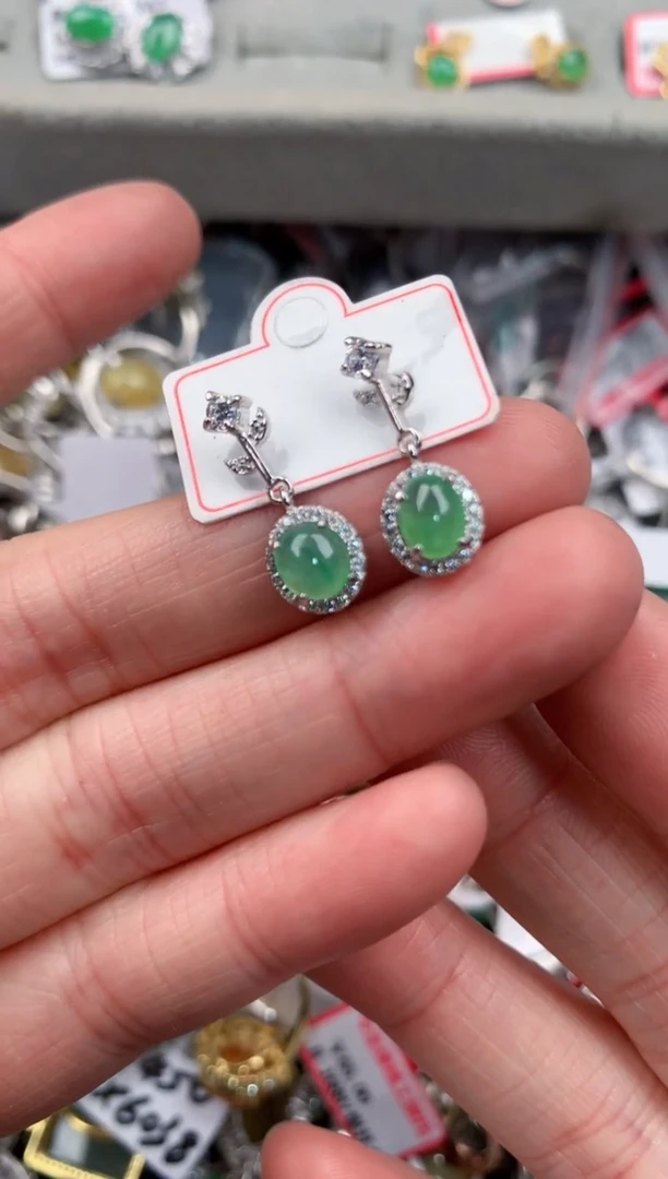 银S925镶嵌戒指翡翠777                7